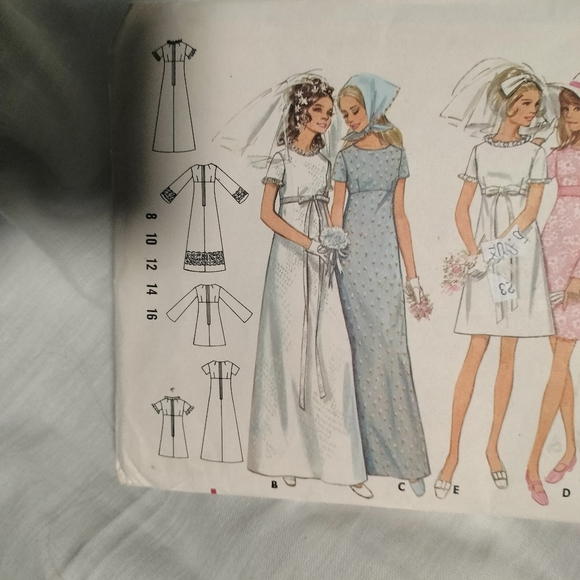 Vtg Wedding Butterick  Dress Sewing Pattern 5660 Size 14, Cut - Picture 5 of 7